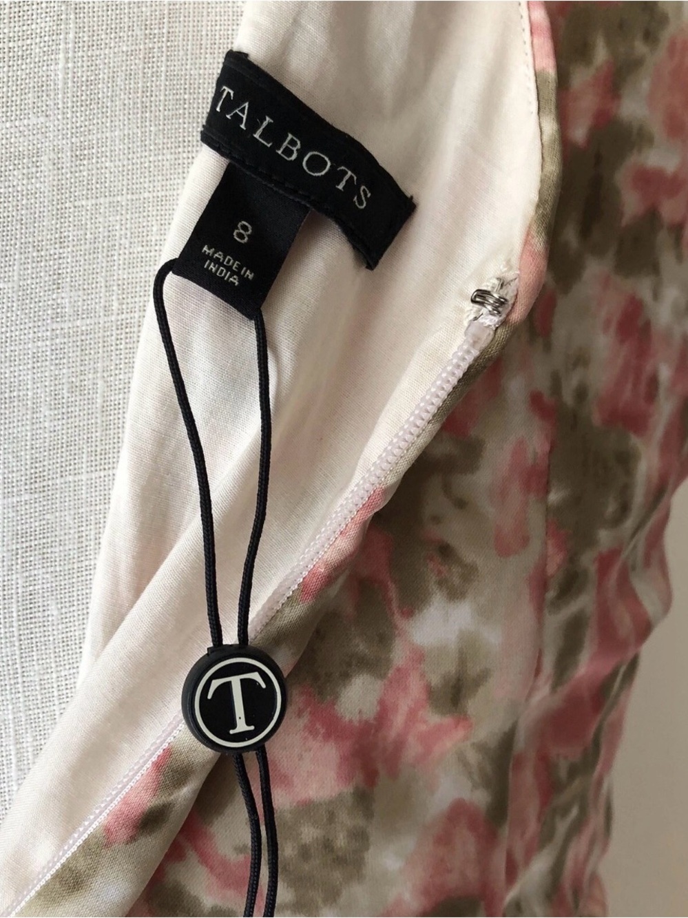 ❌SOLD❌ Talbots Pink and Olive Floral Wrap Midi Dress - Picture 3 of 5